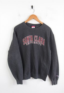 Mens 90s Champion Grey USA Graphic College Sweatshirt M