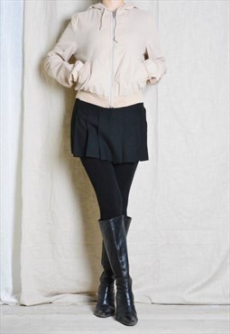 Y2K Guess Beige Corduroy Lightweight Hooded Cropped Jacket