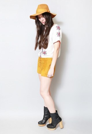 VINTAGE 1970'S MULTI COLOURED EMBROIDERED HIPPY BOHO TOP