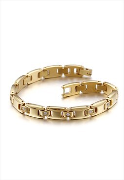 Gold Titanium Steel Bracelet Chain Unisex