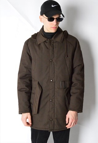 VINTAGE 90S BROWN COAT WITH HOOD