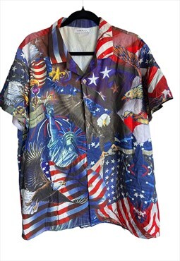 Vintage 80s 90s baggy  Statue of Liberty bowling shirt