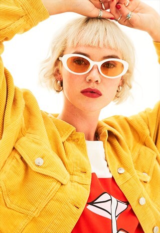 BIRDY - OVAL WHITE AND ORANGE SUNGLASSES