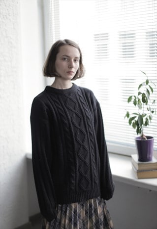 VINTAGE 90'S BLACK KNITTED JUMPER
