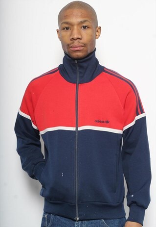 VINTAGE ADIDAS LOGO TRACK JACKET BLUE RED