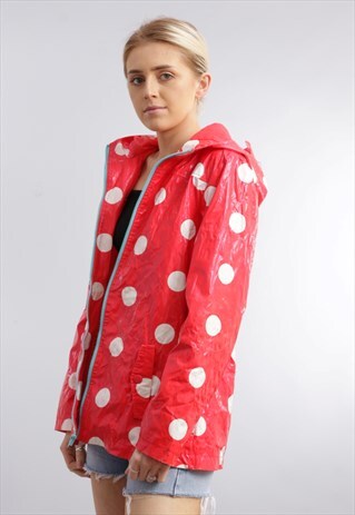 VINTAGE FESTIVAL RED POLKA DOT RAIN JACKET X260