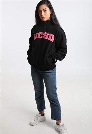 90S CHAMPION EMBROIDERED COLLEGE UCSD 1/4 ZIP SWEATSHIRT