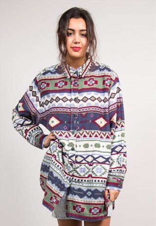 VINTAGE 90'S AZTEC PATTERN OVERSIZE SHIRT
