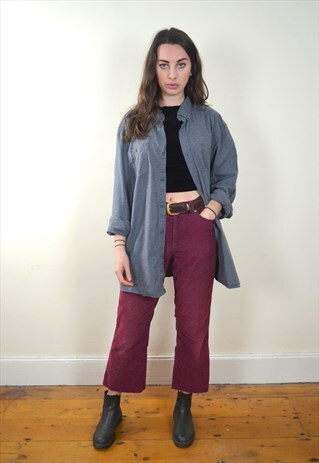 90S VINTAGE C&A DARK GREY TWO POCKET FLANNEL SHIRT