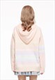 KNITTED STRIPED HOODIE GRADIENT JUMPER RAINBOW PULLOVER PINK