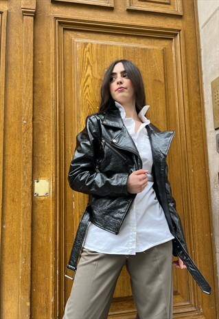 KZELL PERFECTO IN GLOSSY PU IN BLACK