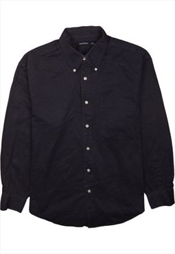 Vintage 90's Nautica Shirt Long Sleeves Button Up Black