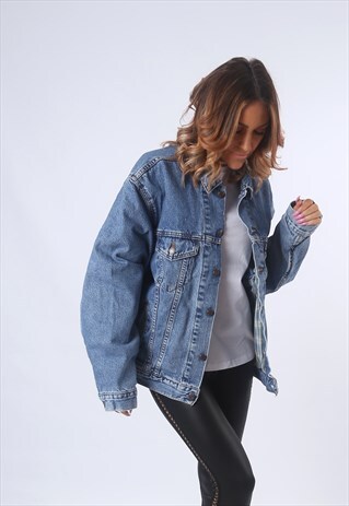 LEVIS DENIM JACKET WINTER LINED FITTED UK 16 (G53N)