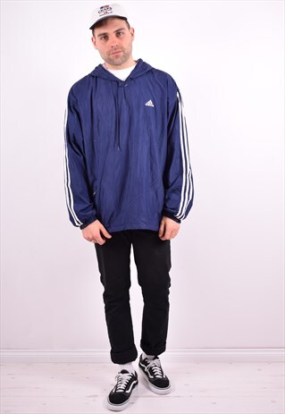 ADIDAS MENS VINTAGE PULLOVER TRACKSUIT TOP XL BLUE 90'S