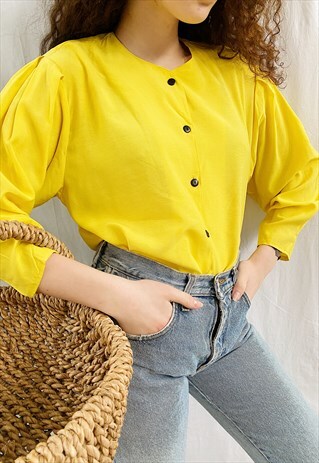 VINTAGE 80S LE CITRON COUNTRYSIDE BALLOON SLEEVE BLOUSE TOP
