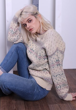 VINTAGE 90S PATTERNED JUMPER. UNISEX. OVERSIZED.