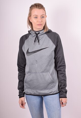 NIKE WOMENS VINTAGE HOODIE JUMPER MEDIUM GREY 90S