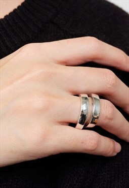 Doble Layer Classic Statement Solid Ring 925 Sterling Silver