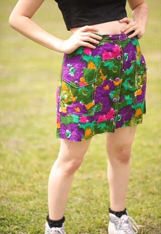 REWORKED VINTAGE 80'S FLORAL MULTICOLORED SKIRT