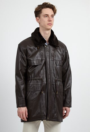 VINTAGE DARK BROWN LEATHER JACKET