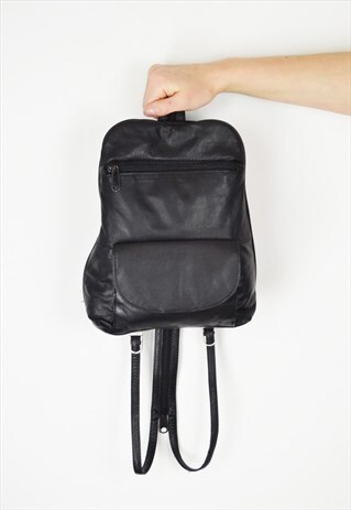 BLACK LEATHER BACKPACK BAG
