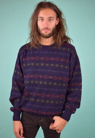 VINTAGE 90'S PATTERNED KNIT JUMPER
