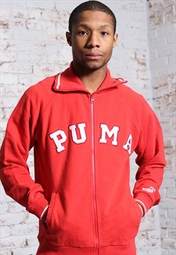Vintage Puma Full Zip Big Logo Spellout Sweatshirt Red