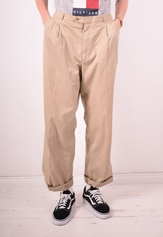 ELLESSE MENS VINTAGE TROUSERS W36 L32 BEIGE 90S