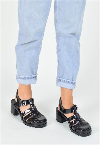HARLO JELLY GLADIATOR CHUNKY SANDALS - BLACK