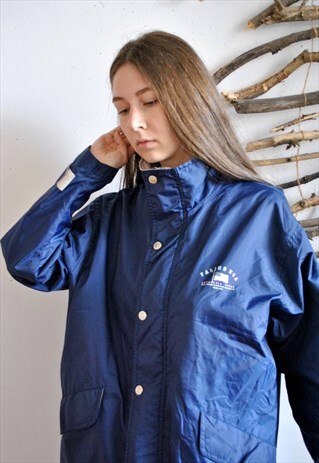 90S USA TRAVEL JACKET, VINTAGE OUTDOOR BLUE WINDBREAKER
