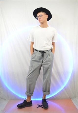 VINTAGE GREY CLASSIC STRAIGHT TROUSERS