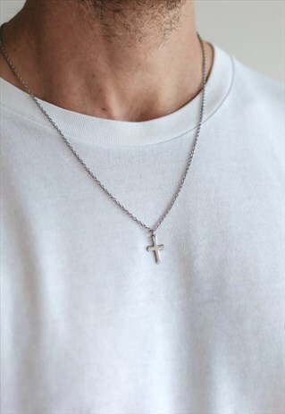 CROSS NECKLACE FOR MEN STAINLESS STEEL CHAIN GIFT FOR HIM