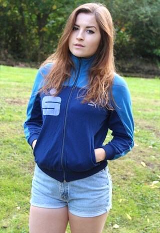 VINTAGE PUMA 80S ZIP TOP - BLUE'S - SIZE 6/8 - W. GERMANY