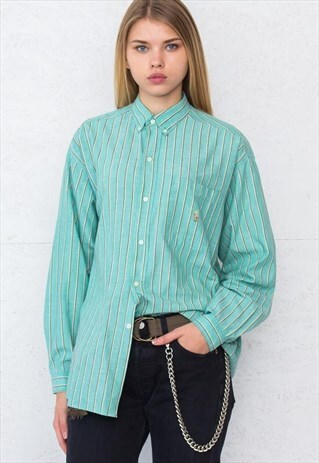 VINTAGE GREEN RALPH LAUREN LONG SLEEVE STRIPED SHIRT
