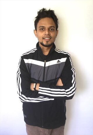 UNISEX ADIDAS GREY BLACK WHITE FESTIVAL ZIPPER JACKET TOP