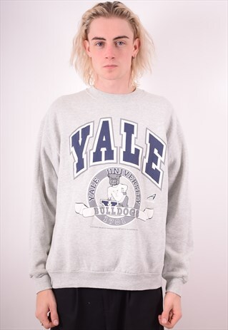 MENS VINTAGE SWEATSHIRT JUMPER LARGE GREY 90S