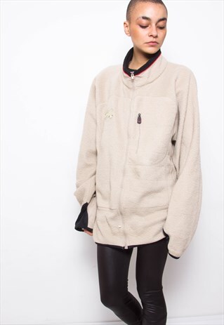 VINTAGE 90S FILA BEIGE FLEECE JUMPER ID:3349