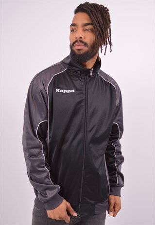 VINTAGE KAPPA TRACKSUIT TOP JACKET BLACK