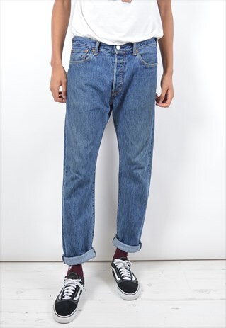 LEVI'S 501 MENS VINTAGE JEANS W34 L34 BLUE 90S