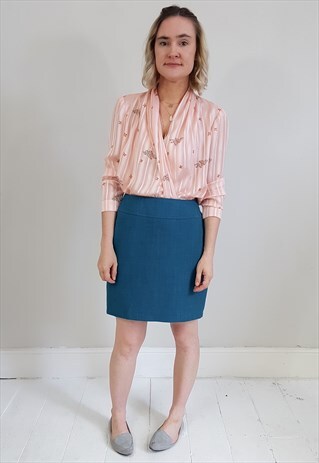 VINTAGE 90'S TEAL MINI PENCIL SKIRT