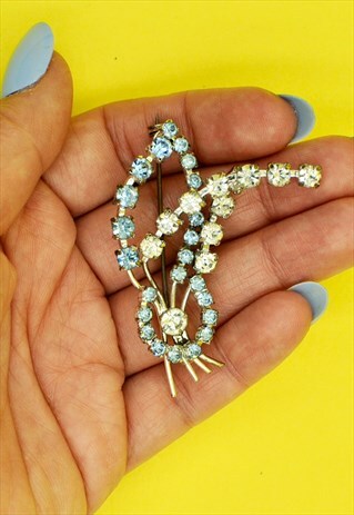 60S LEAF BROOCH STATEMENT BLING PARTY VINTAGE JEWELLERY