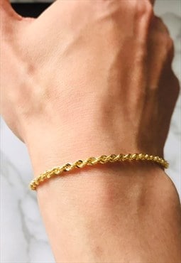 Solid 9karat gold rope chain bracelet for men