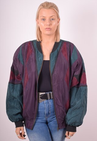 WOMENS VINTAGE BOMBER JACKET XL MULTI 90S
