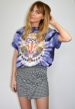 VINTAGE 90S OVERSIZED PURPLE TIE DYE PRINT T-SHIRT