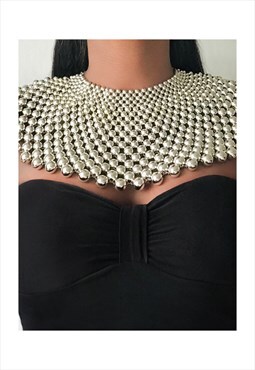 Asyut Beaded necklace african jewellery - silver 