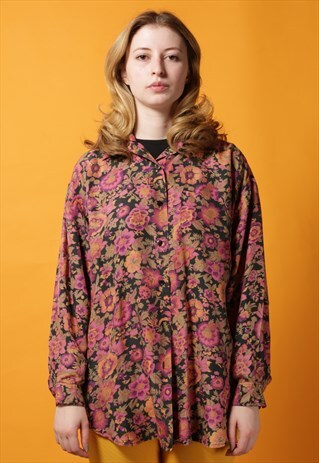 90S FLORAL PATTERNED BLOUSE