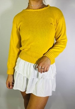 Vintage Burberry Yellow Knitted Cotton Jumper