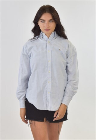 VINTAGE 90S BLUE WHITE STRIPED RALPH LAUREN SHIRT