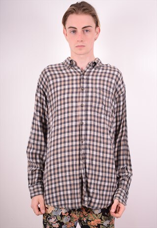 MENS VINTAGE FLANNEL SHIRT XL MULTI CHECK 90S