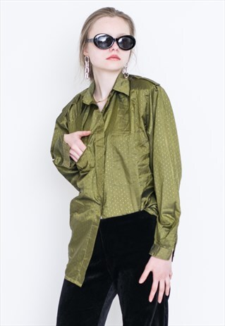 VINTAGE GREEN DOT LONG SLEEVE RETRO SHIRT